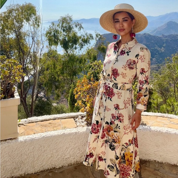 🦋 Bloggers Favorite 🦋 NWT ZARA 100% LINEN SHIRTDRESS ZW COLLECTION SIZE M - Picture 1 of 16